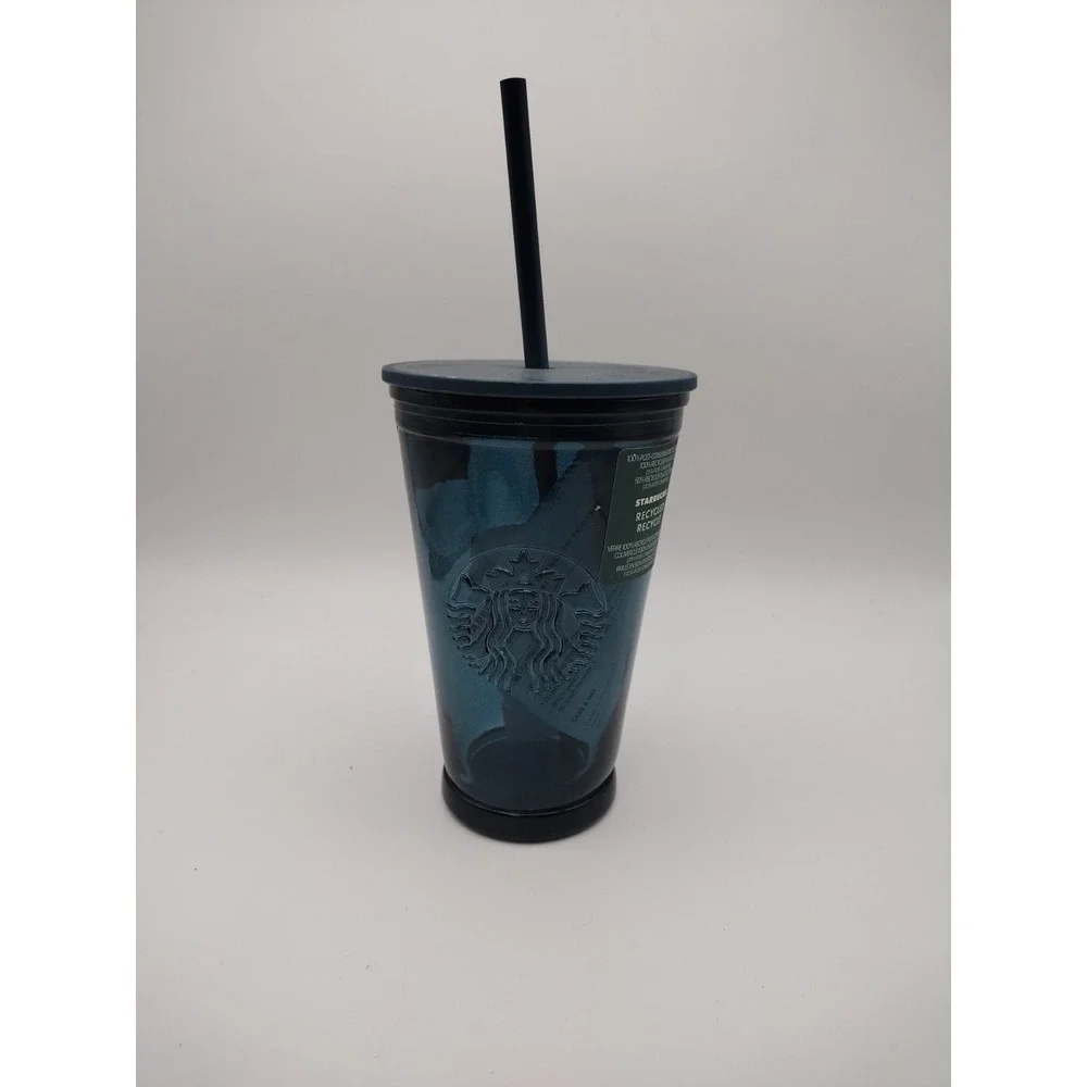 Starbucks 2022 Summer Recycled‎ Glass Blue Tumbler - 16oz Rare Collectible (new)